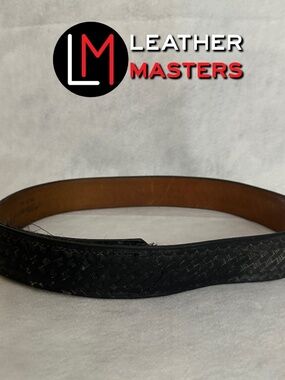Leathermasters Embossed Belt 30-36" waist adjustable Handmade high grade leather